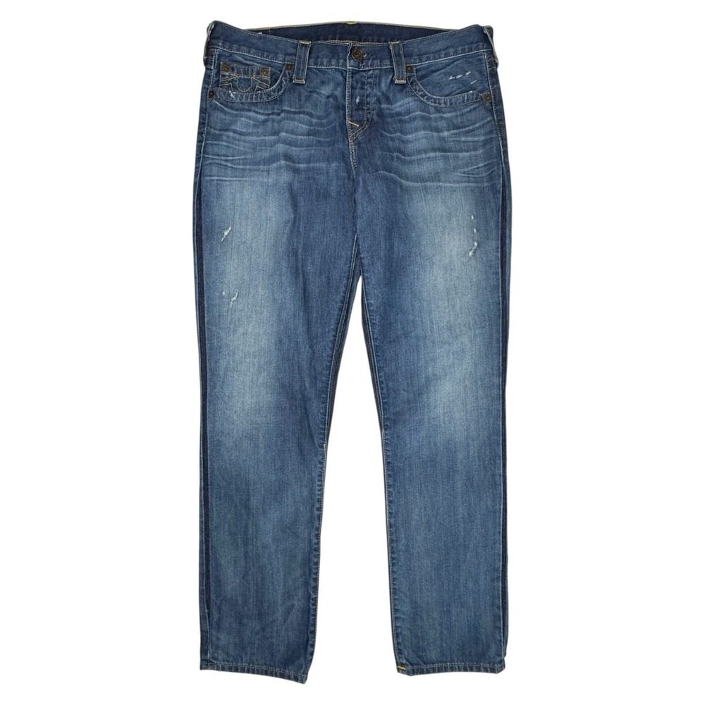 TRUE RELIGION Jeans Women 32 (36x31) USA BRIANNA Straight Mid Rise Blue Med Wash